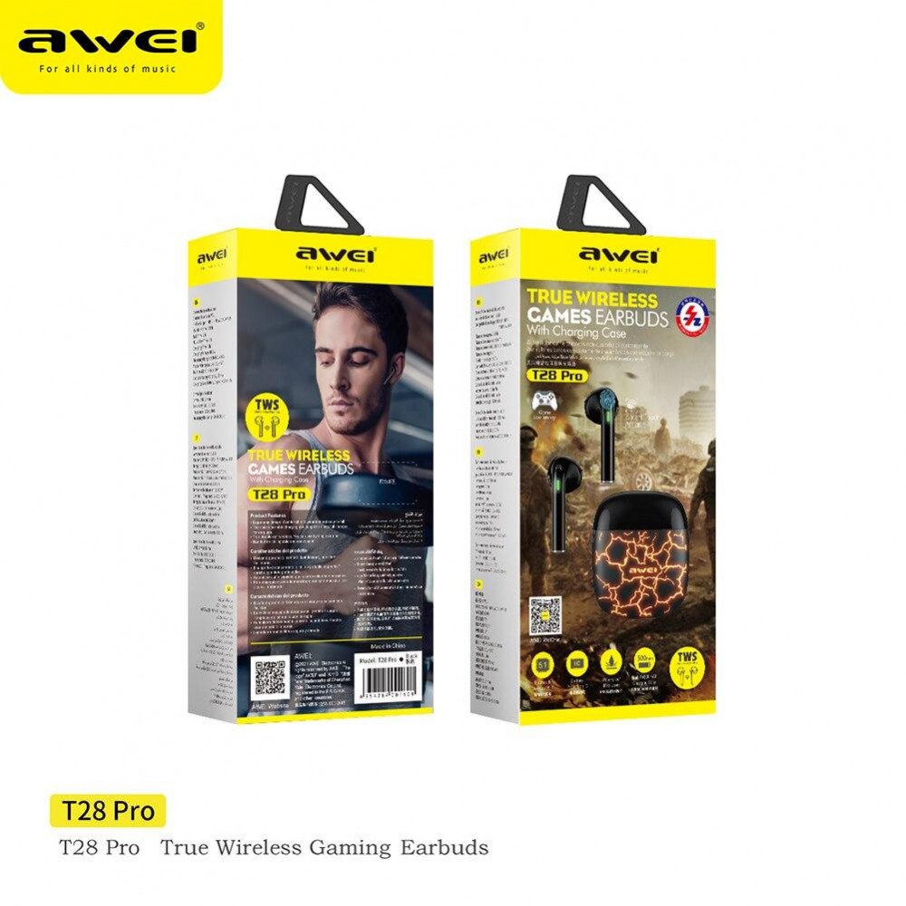 Awei T28 Pro Bluetooth Earphone True Wireless Gaming Earbuds -Blue Αξεσουάρ 