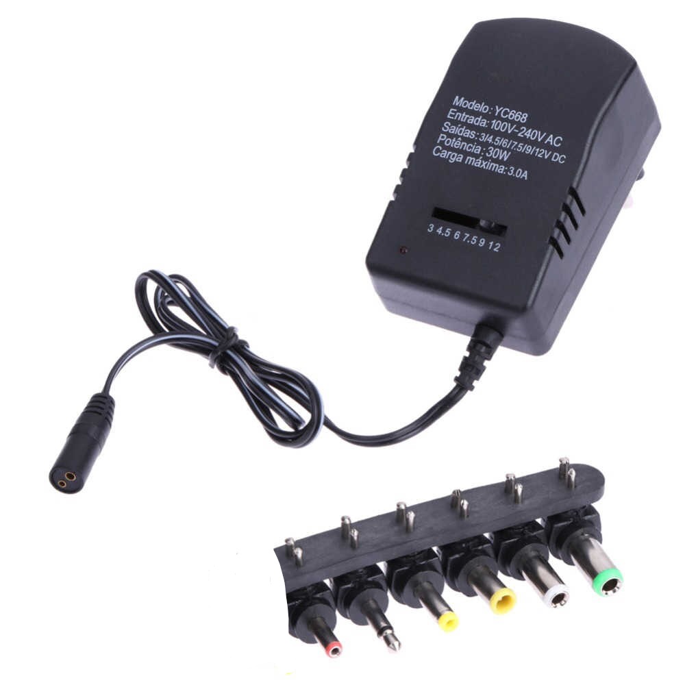 Universal Φορτιστής  3A/4/5/6/7.5/9/12V 30W με 6 Αντάπτορες Αξεσουάρ 