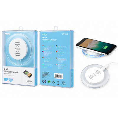 Ασύρματος Φορτιστής Qi AT804 με Καλώδιο USB-C –Λευκό