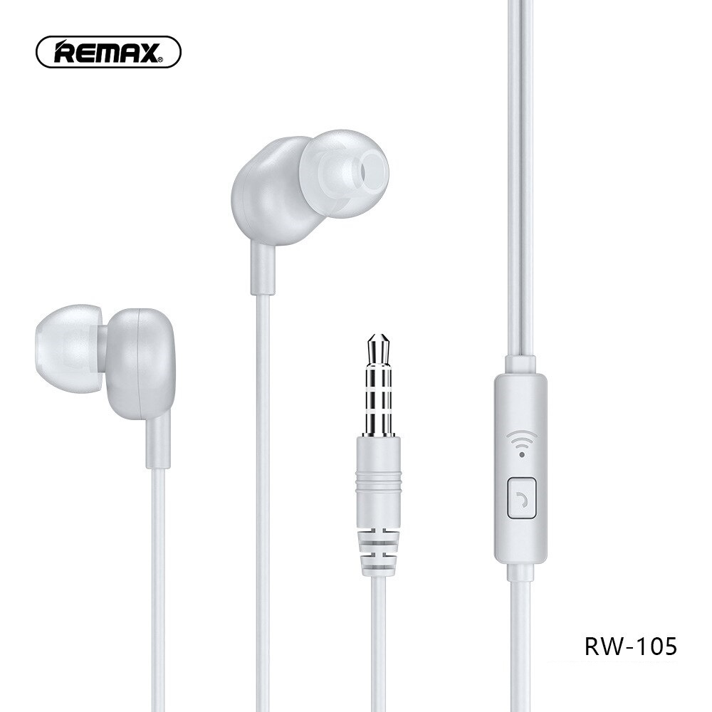 Remax RW-105 Ενσύρματα Handsfree Ακουστικά με Μικρόφωνο –Λευκό (3.5mm) Αξεσουάρ 