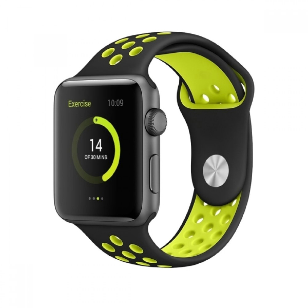 Ανταλλακτικό Λουράκι Σιλικόνης Apple Watch 5/4/3/2/1 - 44/42mm -Μαύρο/Πράσινο Αξεσουάρ 