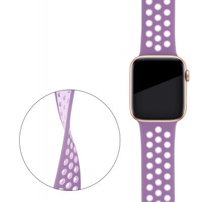Ανταλλακτικό Λουράκι Σιλικόνης Apple Watch 5/4/3/2/1 - 44/42mm -Μωβ/Nude