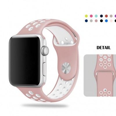 Ανταλλακτικό Λουράκι Σιλικόνης Apple Watch 5/4/3/2/1 - 44/42mm -Nude/Λευκό