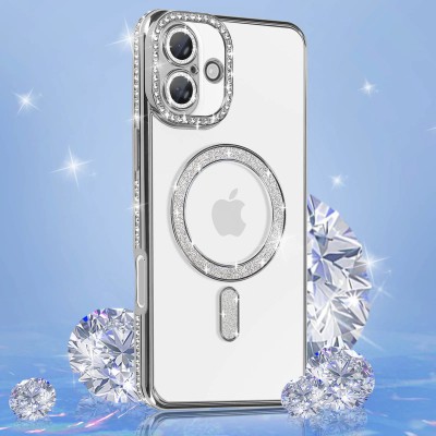Θήκη iPhone 16 5G Back Cover Electro Magsafe Bling -Ασημί