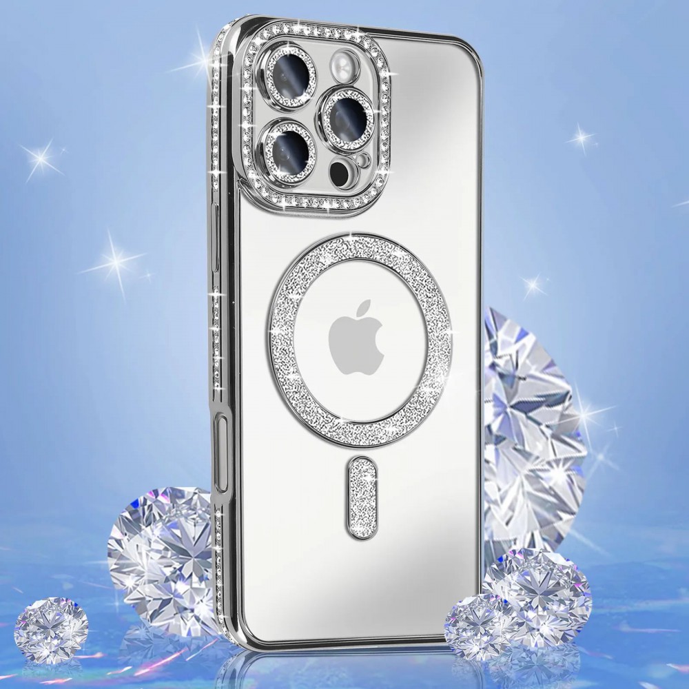 Θήκη iPhone 16 Pro Max 5G Back Cover Electro Magsafe Bling -Ασημί Θήκες iPhone