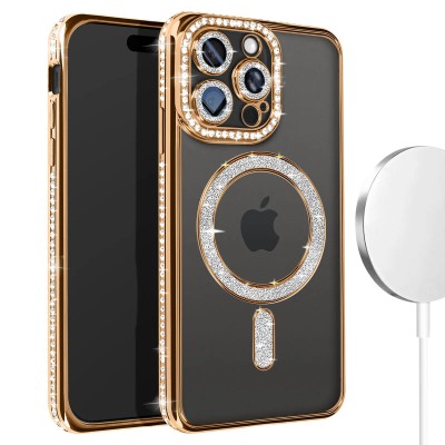 Θήκη iPhone 15 Pro 5G Back Cover Electro Magsafe Bling -Χρυσό