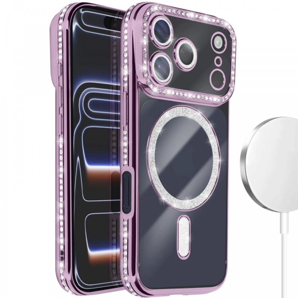 Θήκη iPhone 17 Pro Max 5G Back Cover Electro Magsafe Bling -Μωβ Θήκες iPhone