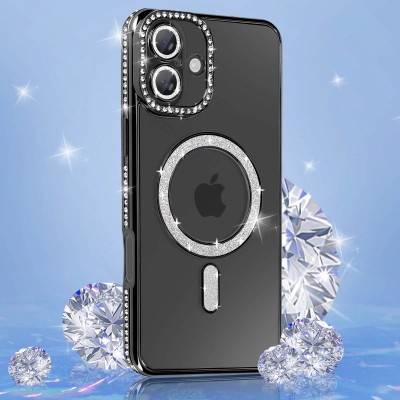 Θήκη iPhone 16 5G Back Cover Electro Magsafe Bling -Μαύρο
