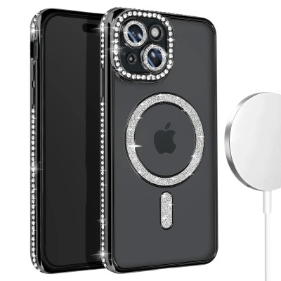 Θήκη iPhone 15 5G Back Cover Electro Magsafe Bling -Μαύρο