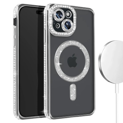 Θήκη iPhone 13 Back Cover Electro Magsafe Bling -Ασημί