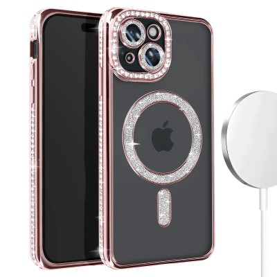 Θήκη iPhone 13 Back Cover Electro Magsafe Bling -Ροζ Χρυσό