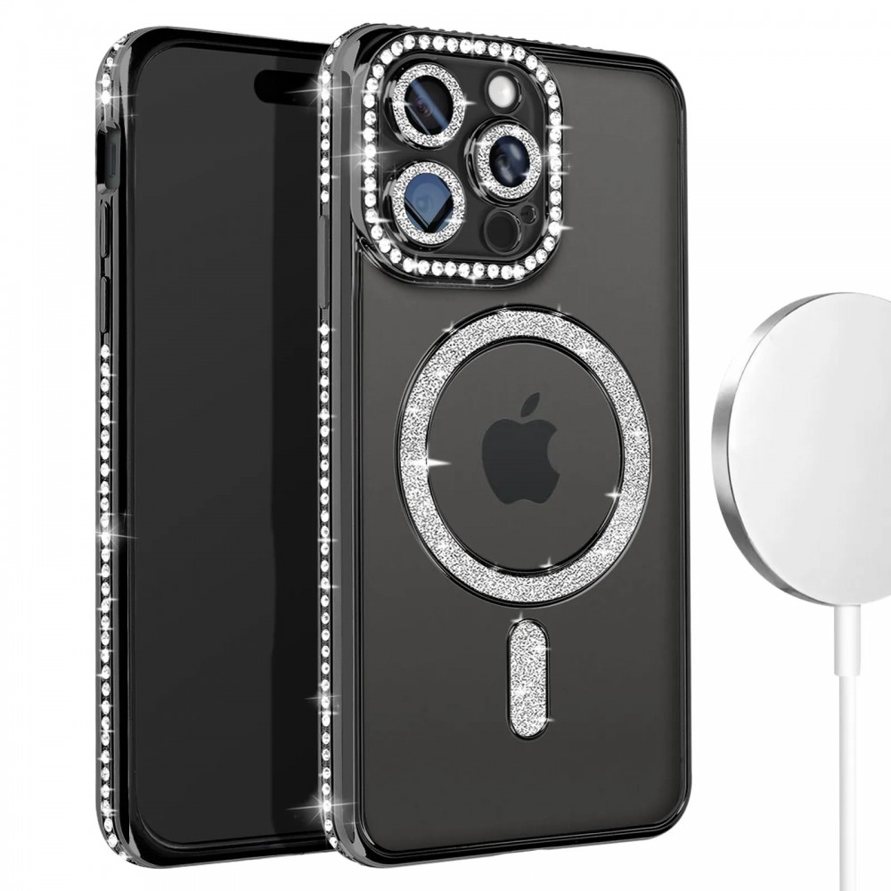 Θήκη iPhone 15 Pro Max 5G Back Cover Electro Magsafe Bling -Μαύρο Θήκες iPhone