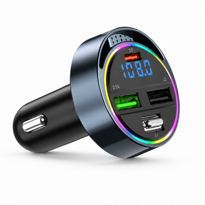 FM Transmitter Αυτοκινήτου Bluetooth με RGB Φωτισμό & Hands-Free P41 – Μαύρο