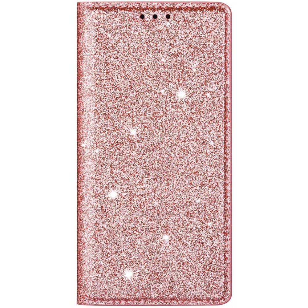 Θήκη Samsung Galaxy A41 Bling Glitter PU Leather Flip Wallet -Rose Gold
