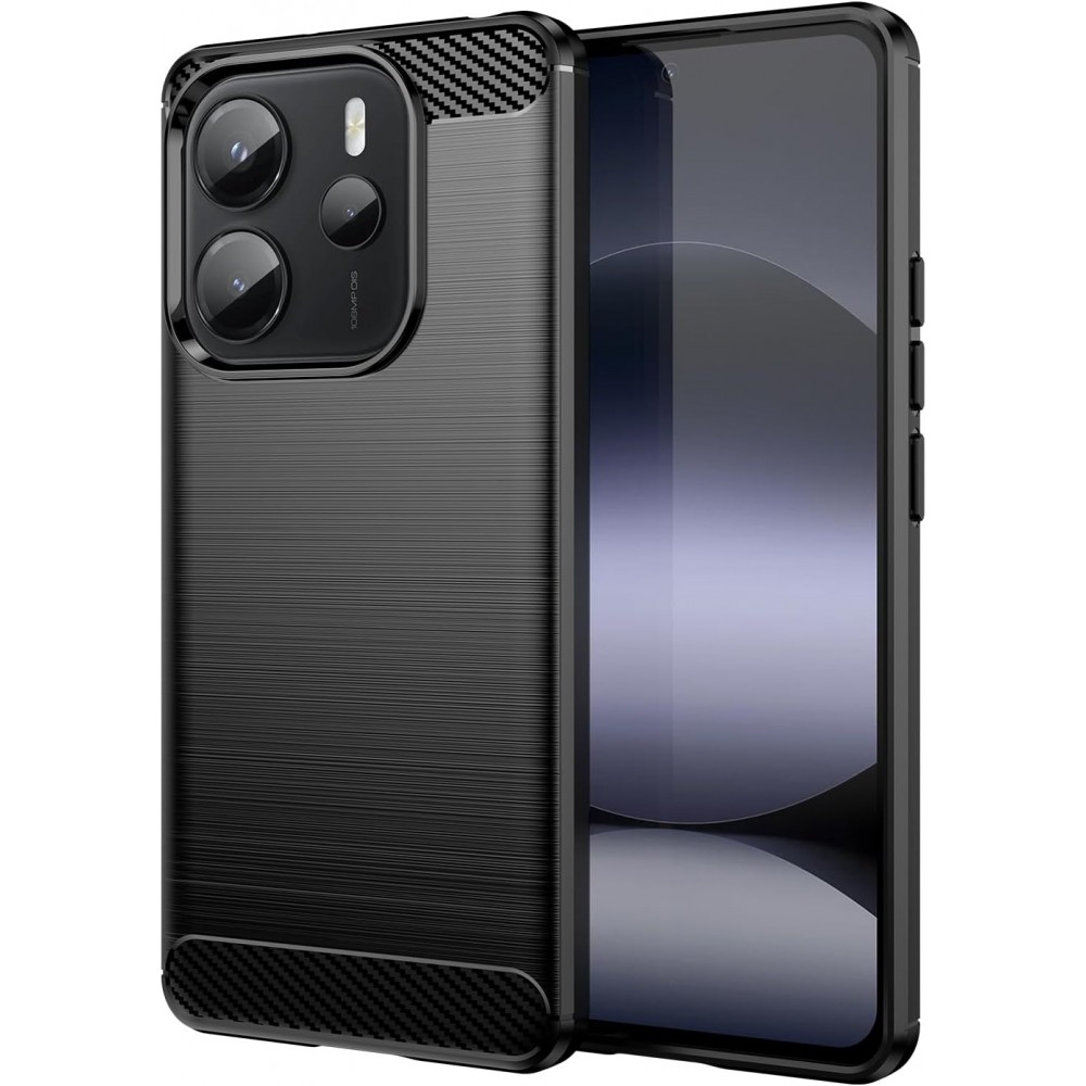 Θήκη Σιλικόνης Carbon Look Για Xiaomi Redmi Note 14 4G –Μαύρο Θήκες Smartphone