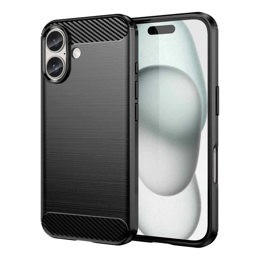 Θήκη Σιλικόνης Carbon Look Για iPhone 16 5G –Μαύρο Θήκες iPhone