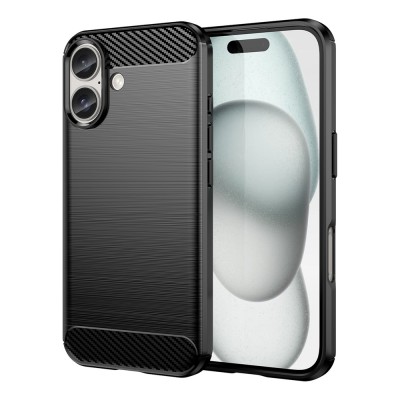 Θήκη Σιλικόνης Carbon Look Για iPhone 16 5G –Μαύρο