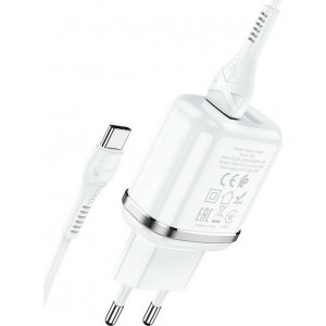 Φορτιστής με 2 Θύρες USB-A και Καλώδιο USB-type C 12W- Λευκό Αξεσουάρ 