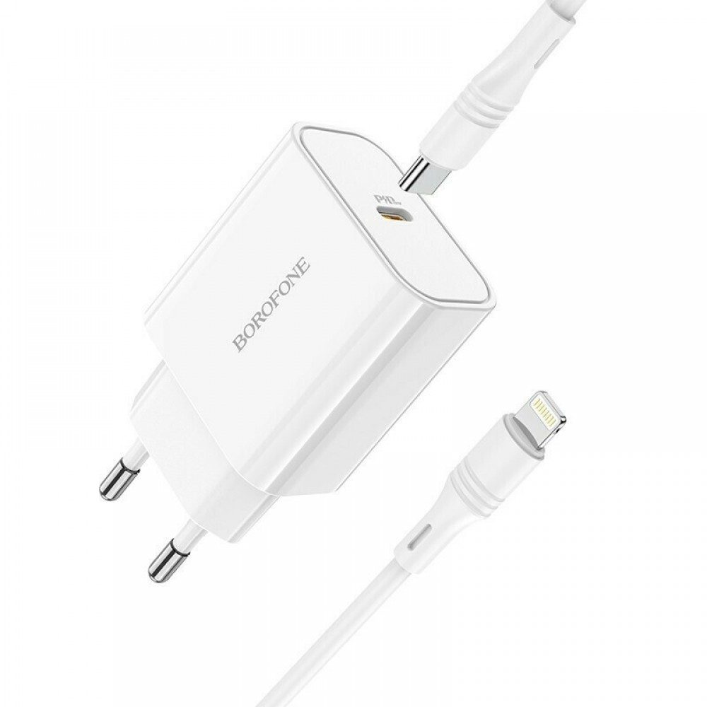 Borofone Φορτιστής με Θύρα USB-C και Καλώδιο Lightning 20W Power Delivery -Λευκό Αξεσουάρ 