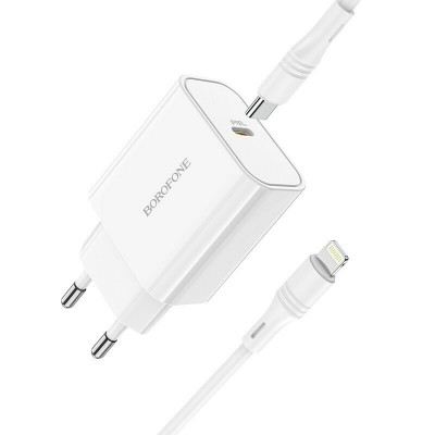 Borofone Φορτιστής με Θύρα USB-C και Καλώδιο Lightning 20W Power Delivery -Λευκό