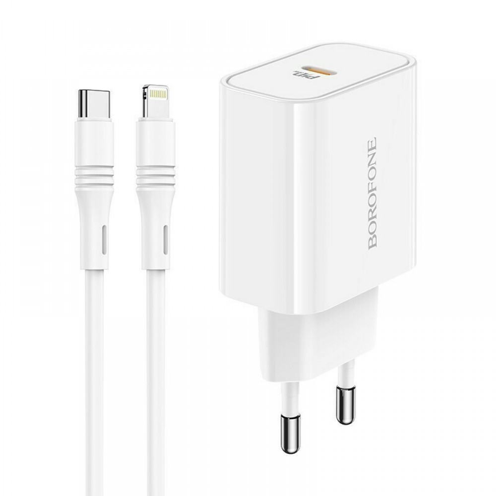 Borofone Φορτιστής με Θύρα USB-C και Καλώδιο Lightning 20W Power Delivery -Λευκό Αξεσουάρ 