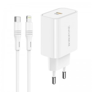 Borofone Φορτιστής με Θύρα USB-C και Καλώδιο Lightning 20W Power Delivery -Λευκό Αξεσουάρ 