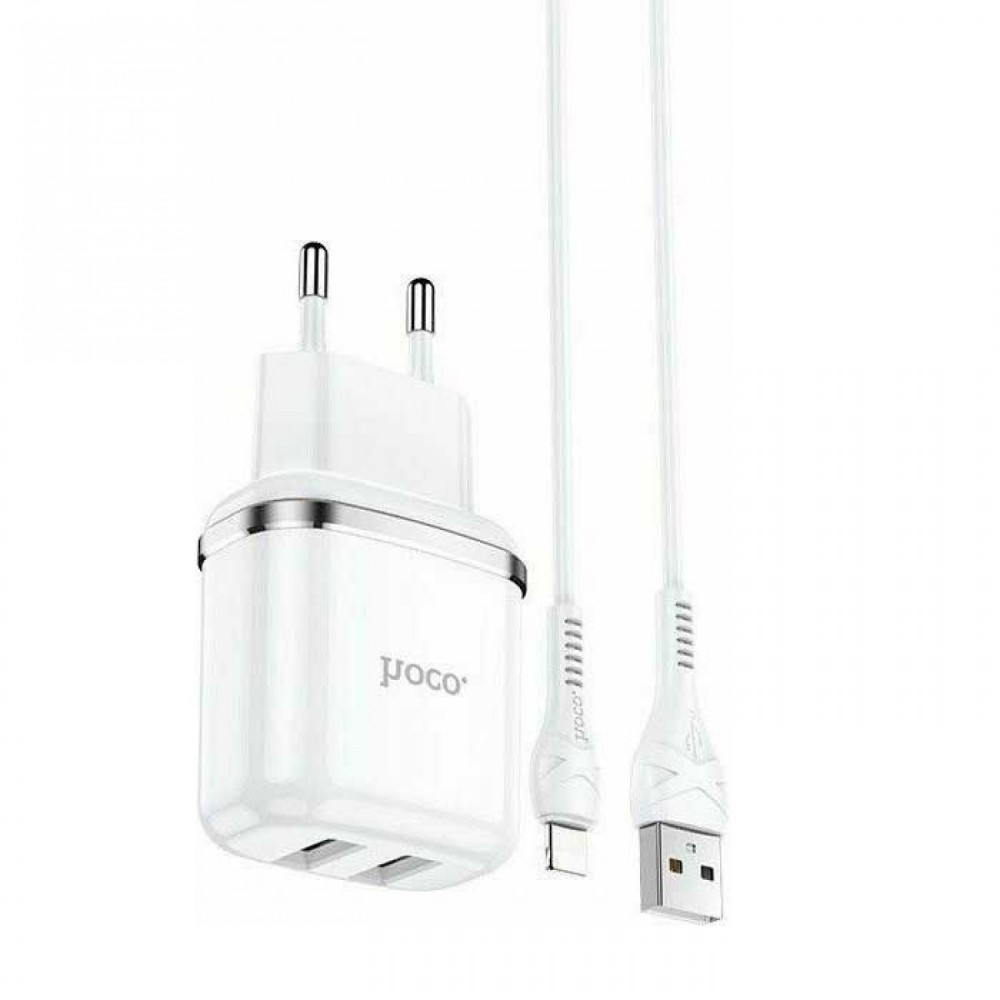 Φορτιστής με 2 Θύρες USB-A και Καλώδιο USB-A και Καλώδιο Lightning- Λευκό Αξεσουάρ 