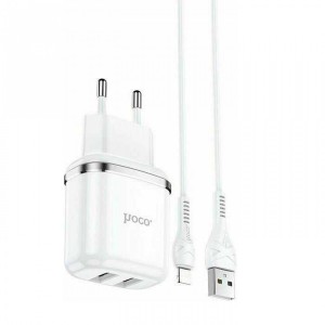 Φορτιστής με 2 Θύρες USB-A και Καλώδιο USB-A και Καλώδιο Lightning- Λευκό Αξεσουάρ 