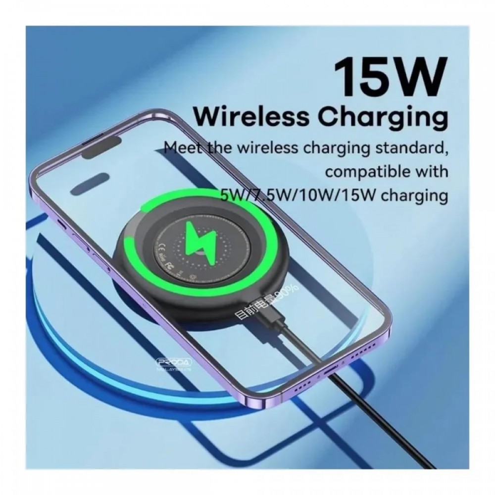 Remax RP-W80 Ασύρματος Φορτιστής 15W – Μαγνητική Βάση, Type-C & USB Συμβατότητα -Μαύρο Αξεσουάρ 