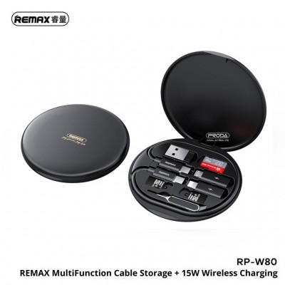 Remax RP-W80 Ασύρματος Φορτιστής 15W – Μαγνητική Βάση, Type-C & USB Συμβατότητα -Μαύρο