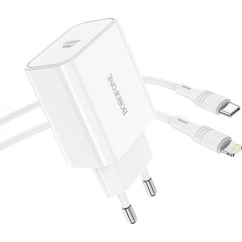 Borofone Φορτιστής με Θύρα USB-C και Καλώδιο Lightning 20W Power Delivery -Λευκό Αξεσουάρ 