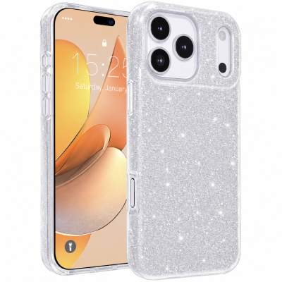Θήκη iPhone 18 Pro 5G Glitter Shine Cover Hard Case -Ασημί