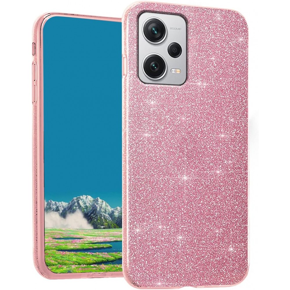 Θήκη Xiaomi Redmi Note 12 5G / Poco X5 5G Glitter Shine Cover Hard -Ροζ Θήκες Smartphone