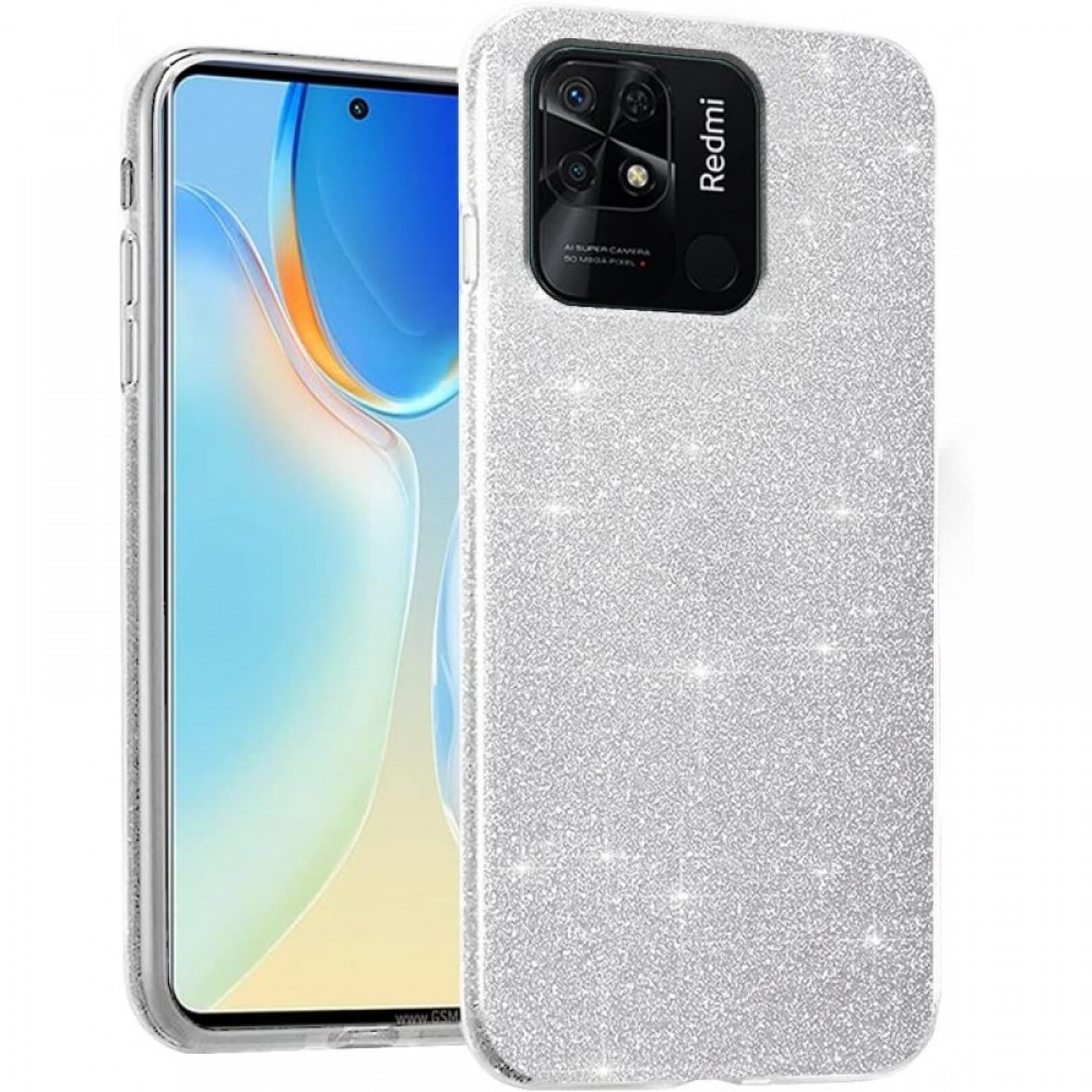 Θήκη Xiaomi Redmi 10C / Poco C40 Glitter Shine Cover Hard -Ασημί Θήκες Xiaomi Redmi 10C