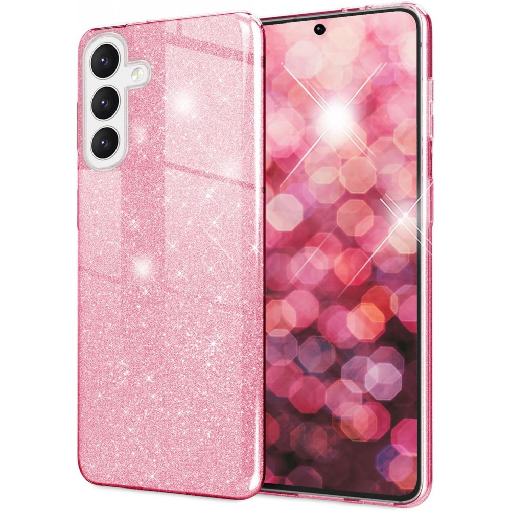 Θήκη Samsung Galaxy S24 Plus 5G Glitter Shine Cover Hard -Ροζ Θήκες Smartphone