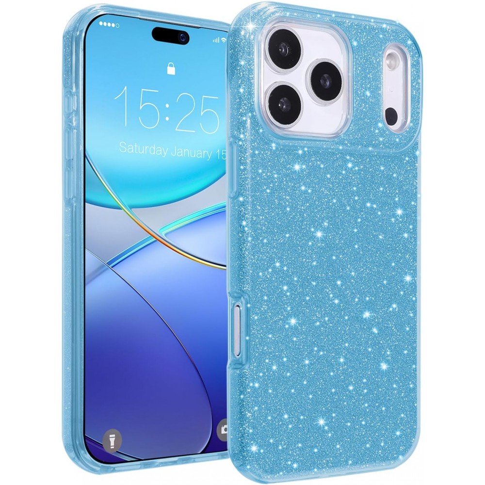 Θήκη iPhone 17 Pro Max 5G Glitter Shine Cover Hard Case -Γαλάζιο Θήκες iPhone