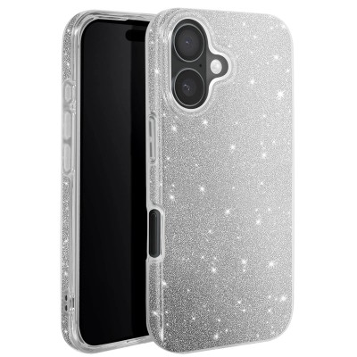 Θήκη iPhone 16 Plus 5G Glitter Shine Cover Hard Case -Ασημί