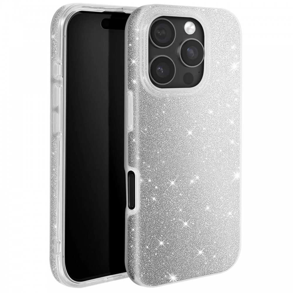 Θήκη iPhone 14 Pro Glitter Shine Cover Hard Case -Ασημί Θήκες iPhone