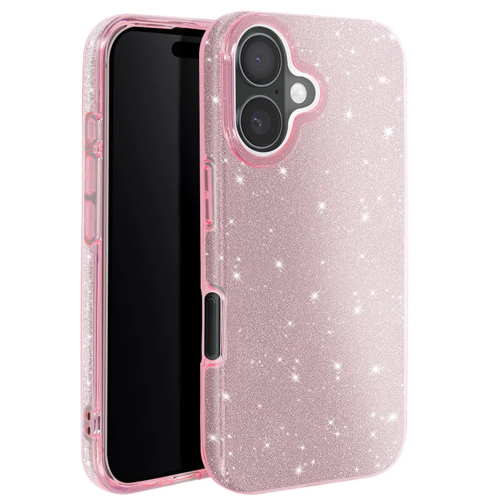 Θήκη iPhone 16 Plus 5G Glitter Shine Cover Hard Case -Ροζ Θήκες iPhone