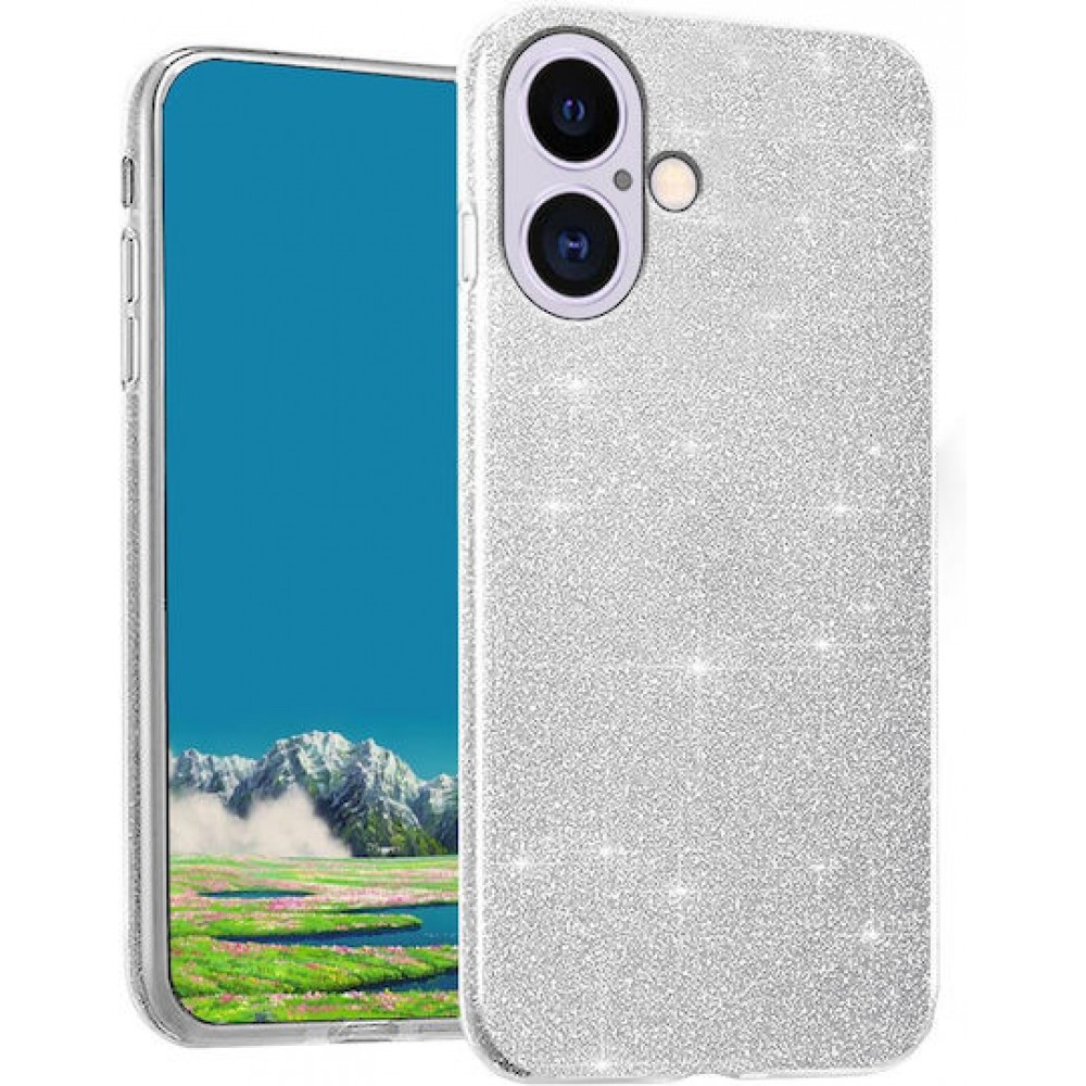 Θήκη iPhone 16 5G Glitter Shine Cover Hard Case -Ασημί Θήκες iPhone