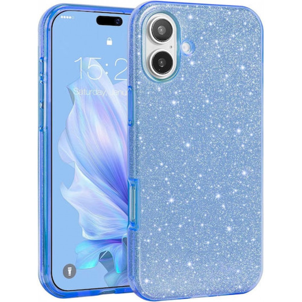 Θήκη iPhone 16 5G Glitter Shine Cover Hard Case -Μπλε Θήκες iPhone