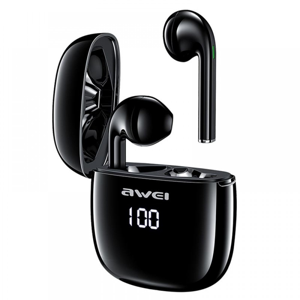Awei T28P Tws Wireless Earphones With LED DISPLAY - Black Αξεσουάρ 