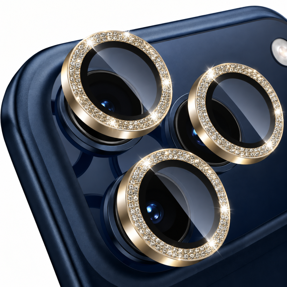 Προστατευτικό Κάμερας Strass Frame Full Cover για iPhone 18 Pro 5G / 18 Pro Max 5G –Χρυσό Προστασίες οθόνης - Κάμερας