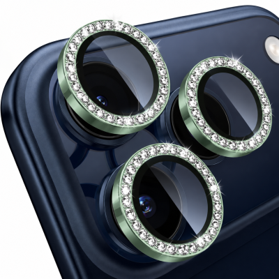 Προστατευτικό Κάμερας Strass Frame Full Cover για iPhone 18 Pro 5G / 18 Pro Max 5G -Πράσινο