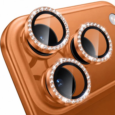 Προστατευτικό Κάμερας Strass Frame Full Cover για iPhone 18 Pro 5G / 18 Pro Max 5G -Πορτοκαλί