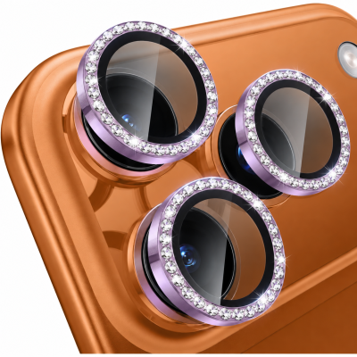 Προστατευτικό Κάμερας Strass Frame Full Cover για iPhone 18 Pro 5G / 18 Pro Max 5G -Μωβ