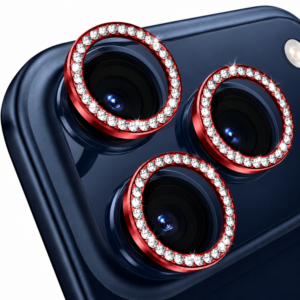 Προστατευτικό Κάμερας Strass Frame Full Cover για iPhone 18 Pro 5G / 18 Pro Max 5G -Κόκκινο Προστασίες οθόνης - Κάμερας
