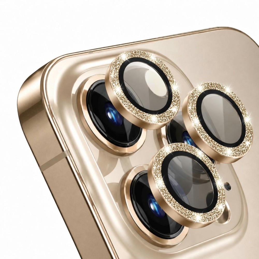 Προστατευτικό Κάμερας Strass Frame Full Cover για iPhone 13 Pro / 13 Pro Max –Χρυσό Προστασία οθόνης