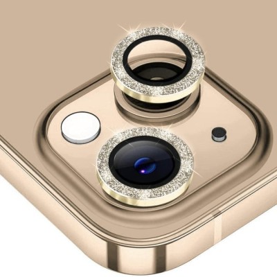 Προστατευτικό Κάμερας Strass Frame Full Cover για iPhone 14 / 14 Plus –Χρυσό
