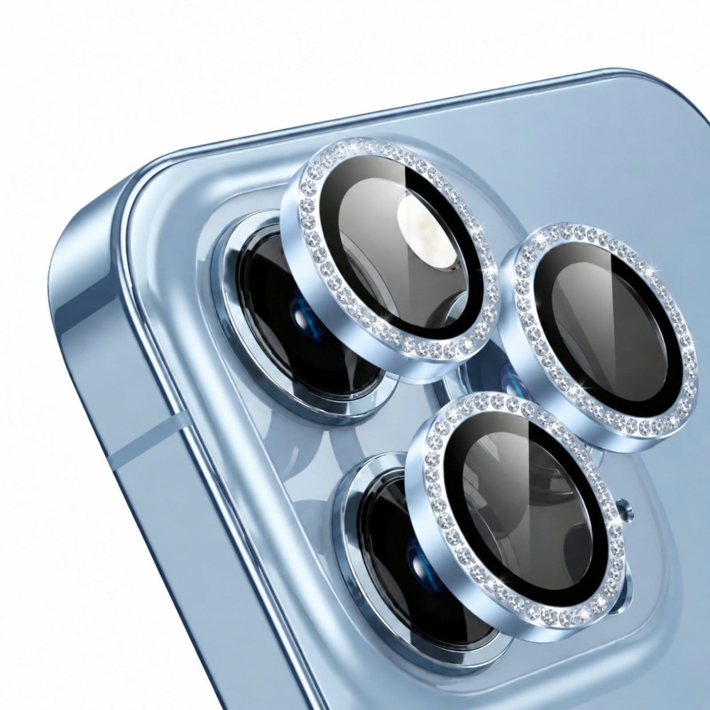 Προστατευτικό Κάμερας Strass Frame Full Cover για iPhone 15 Pro 5G / 15 Pro Max 5G –Μπλε Προστασία οθόνης